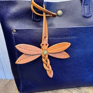 Portland Leather Dragonfly Charm Honey Brown FAST SHIP Neutral Purse Charm NEW!